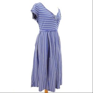 eShakti Skater A-Line Striped Dress with Pockets